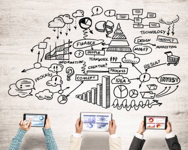 Bir grup insan elinde aygıtlarla 