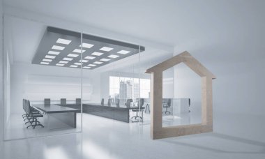 Evi taş figür sembol modern ofis iç gayrimenkul olarak