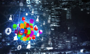 küp rakamlar ve sosyal bağlantı çizgileri, Internet ve ağ kavramı