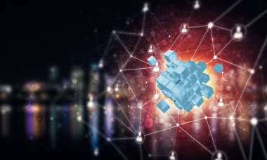 küp rakamlar ve sosyal bağlantı çizgileri, Internet ve ağ kavramı