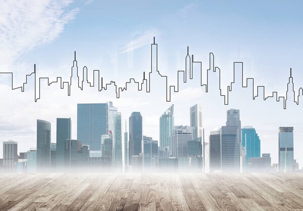 modern cityscape with towers