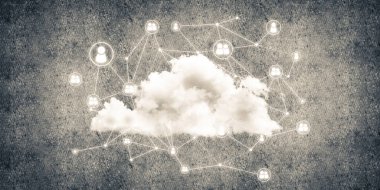 bulut bilgi işlem bağlantı kavramı beton duvar, bağlantı ve veri kavramı paylaşımı kablosuz teknolojileri