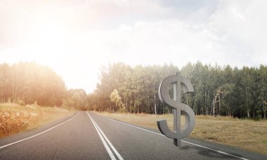 Doğal peyzaj, para verme ve zenginlik kavram taş Doları sembolü 