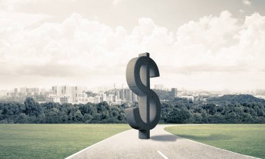 Doğal peyzaj, para verme ve zenginlik kavram taş Doları sembolü 