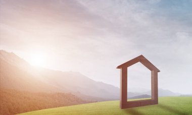 İnşaat ve açık arazinin sembolü olarak ev taşı figürü