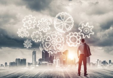 işadamı modern cityscape arıyorsunuz