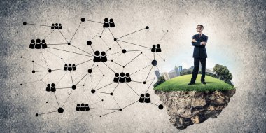 Yeşil Adası üzerinde zarif işadamı 