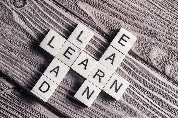 Holzwürfel Buchstabieren Konzepte Der Bildung Wissen Geist Und Life Balance — Stockfoto