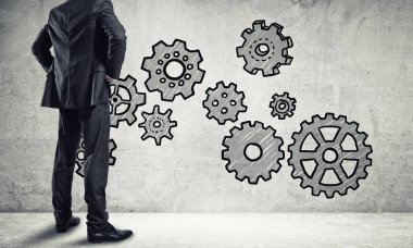 iş adamı duvara çizilen ile seyir