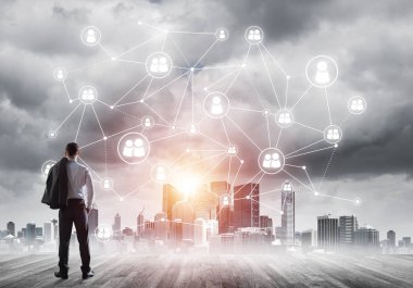 işadamı modern cityscape arıyorsunuz