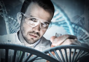 Reaktifler karıştırma genç bilim adamı