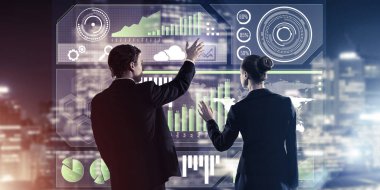 iş adamları çalışma ile sanal perde