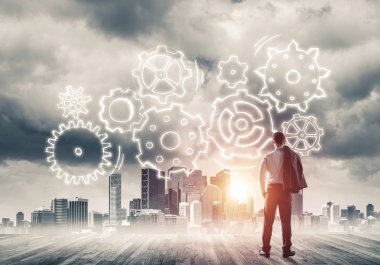 işadamı modern cityscape arıyorsunuz