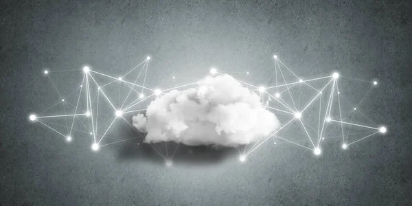 Cloud Computing Verbinding Concept Betonnen Muur Draadloze Technologieën Voor Verbinding — Stockfoto