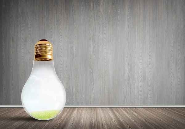 Glass Light Bulb Empty Room — Stock Photo, Image