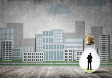 Ampulün içindeki iş adamı 