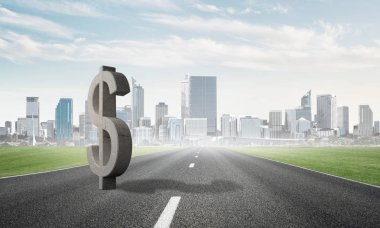 Doğal peyzaj, para verme ve zenginlik kavram taş Doları sembolü 