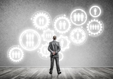 iş adamı duvara çizilen ile seyir