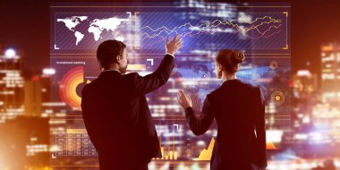 iş adamları çalışma ile sanal perde