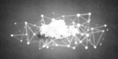 Beton duvarda bulut hesaplama bağlantısı olan arkaplan resmi