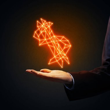 İşadamı el palm parlayan dolar işareti gösterilen kapatın