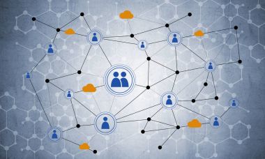 Çizgiler ve noktalar olarak sosyal bağlantı ve ağ kavramı beton duvar