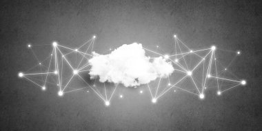 Beton duvarda bulut hesaplama bağlantısı olan arkaplan resmi