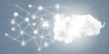 Arka plan görüntüsü ile sosyal bağlantı ve ağ kavramı mavi duvar