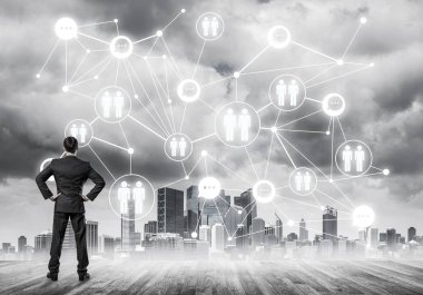 işadamı modern cityscape arıyorsunuz