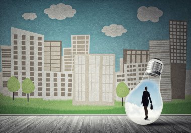 Ampulün içindeki iş kadını