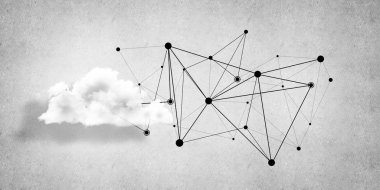 Beton duvarda bulut hesaplama bağlantısı olan arkaplan resmi