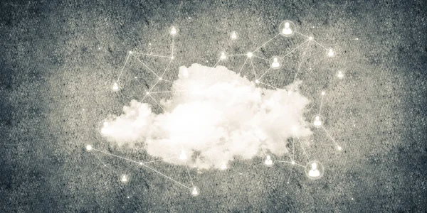 Concetto Connessione Cloud Computing Muro Cemento — Foto Stock