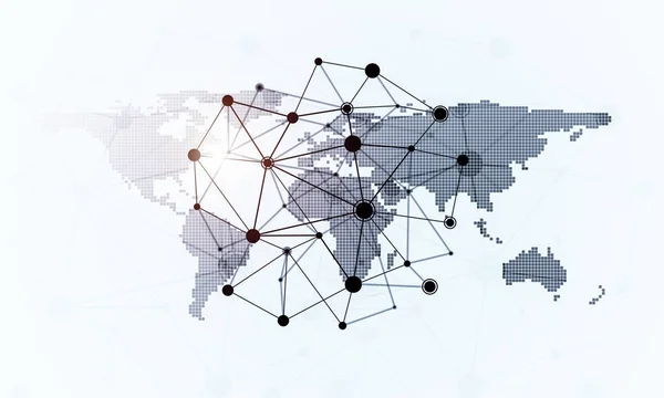 Linien Und Punkte Als Soziale Verbindung Und Netzwerkkonzept Auf Weißem — Stockfoto