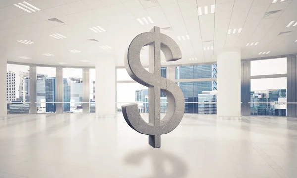 Kamenný Symbol Dolaru Moderních Kancelářských Interiérů Vydělání Peněz Bohatství Koncepce — Stock fotografie