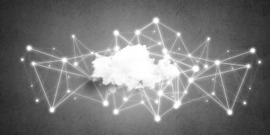 Beton duvarda bulut hesaplama bağlantısı olan arkaplan resmi