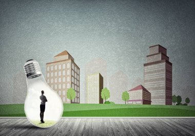 Ampulün içindeki iş kadını