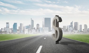 Doğal peyzaj, para verme ve zenginlik kavram taş Doları sembolü 