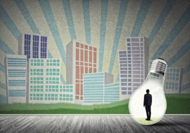 Ampulün içindeki iş adamı 