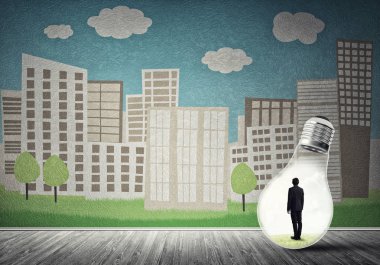 Ampulün içindeki iş adamı 