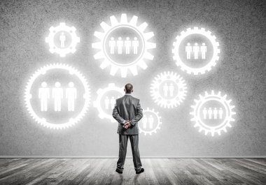 iş adamı duvara çizilen ile seyir