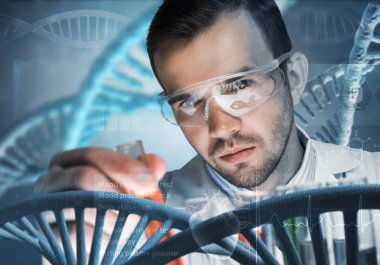 Yakışıklı bilim adamı araştırma yapma  