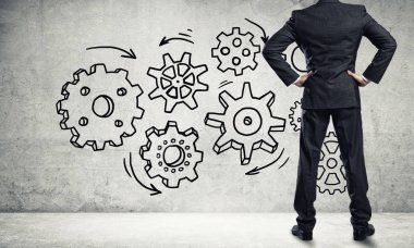 iş adamı duvara çizilen ile seyir