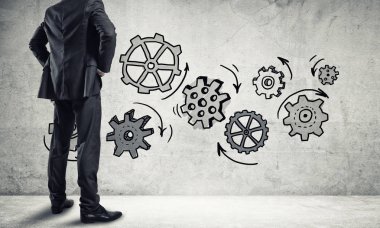 iş adamı duvara çizilen ile seyir