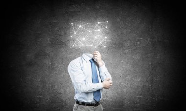 Kafa yerine sosyal ağ kavramına sahip kafasız iş adamı