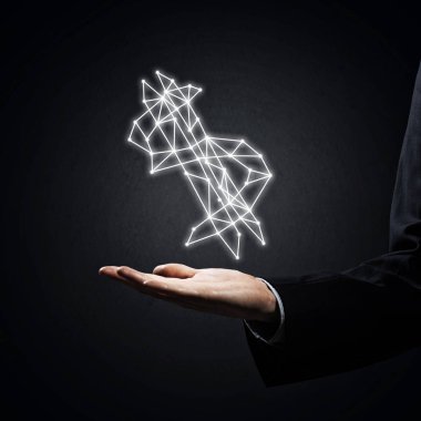 İşadamı el palm parlayan dolar işareti gösterilen kapatın