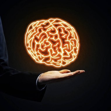 işadamı el palm beyinde tutarak