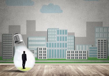 Ampulün içindeki iş adamı 