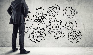 iş adamı duvara çizilen ile seyir