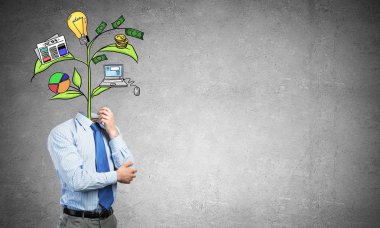 Meçhul işadamı ile çizilmiş büyüme kavramı yerine kafa odada