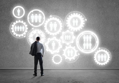 iş adamı duvara çizilen ile seyir